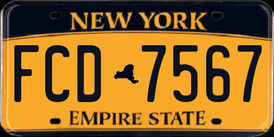 NY license plate FCD7567