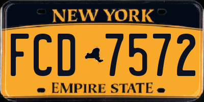NY license plate FCD7572