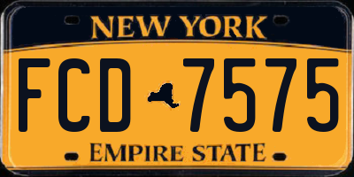 NY license plate FCD7575