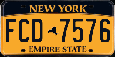 NY license plate FCD7576