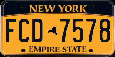 NY license plate FCD7578