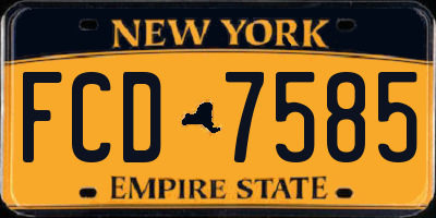 NY license plate FCD7585