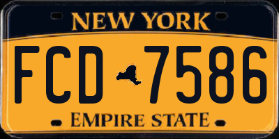 NY license plate FCD7586