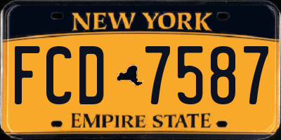 NY license plate FCD7587