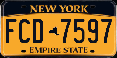 NY license plate FCD7597