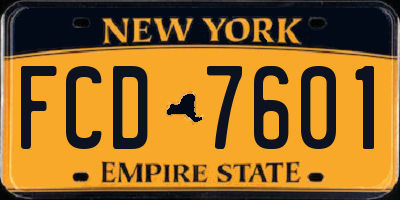 NY license plate FCD7601