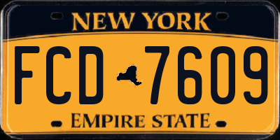 NY license plate FCD7609