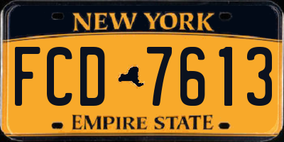 NY license plate FCD7613