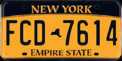 NY license plate FCD7614