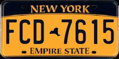 NY license plate FCD7615