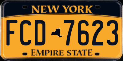 NY license plate FCD7623