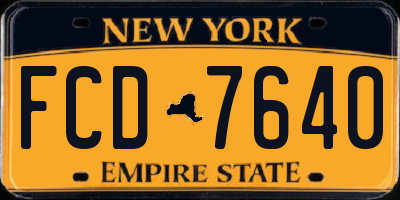 NY license plate FCD7640