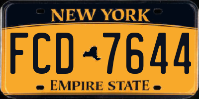 NY license plate FCD7644