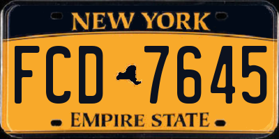 NY license plate FCD7645