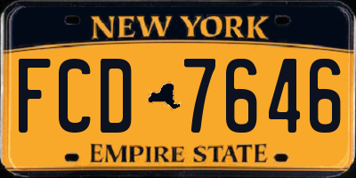 NY license plate FCD7646