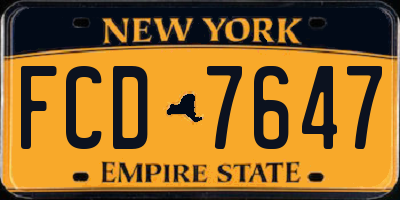 NY license plate FCD7647