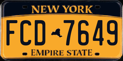 NY license plate FCD7649