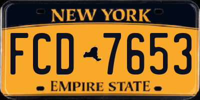 NY license plate FCD7653