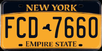 NY license plate FCD7660