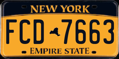 NY license plate FCD7663