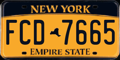NY license plate FCD7665