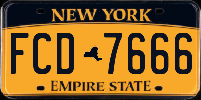 NY license plate FCD7666
