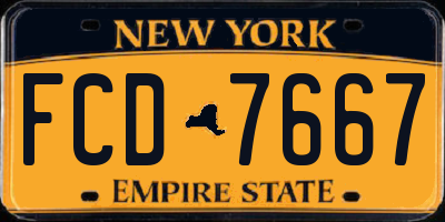 NY license plate FCD7667