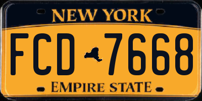 NY license plate FCD7668