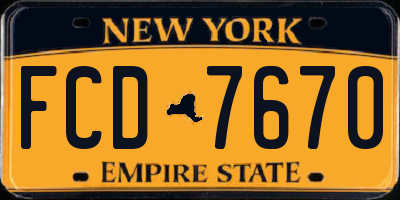 NY license plate FCD7670