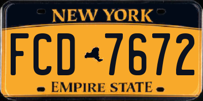 NY license plate FCD7672