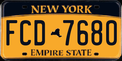 NY license plate FCD7680