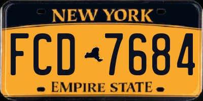NY license plate FCD7684