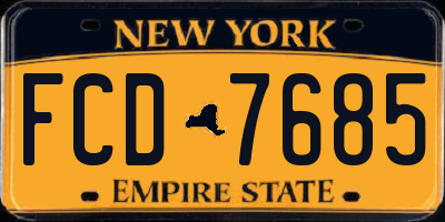 NY license plate FCD7685