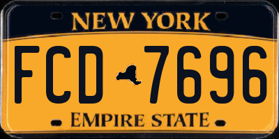 NY license plate FCD7696