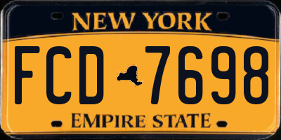 NY license plate FCD7698