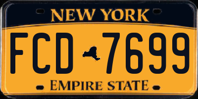 NY license plate FCD7699