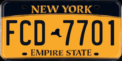 NY license plate FCD7701