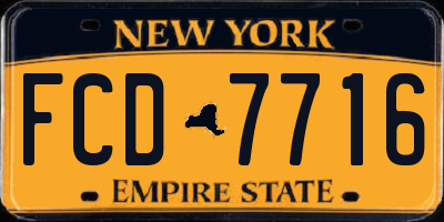 NY license plate FCD7716