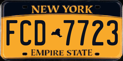 NY license plate FCD7723