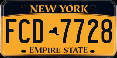 NY license plate FCD7728