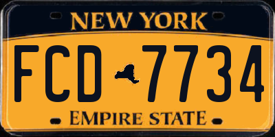 NY license plate FCD7734