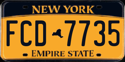 NY license plate FCD7735
