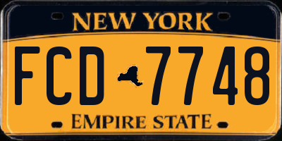 NY license plate FCD7748