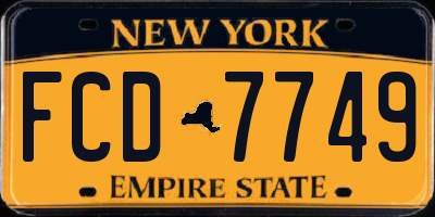 NY license plate FCD7749