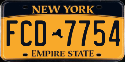 NY license plate FCD7754