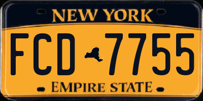 NY license plate FCD7755
