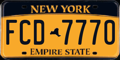 NY license plate FCD7770