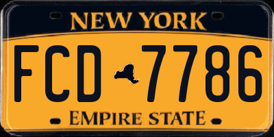 NY license plate FCD7786