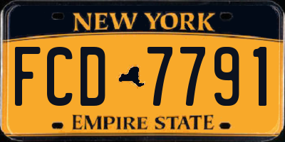 NY license plate FCD7791