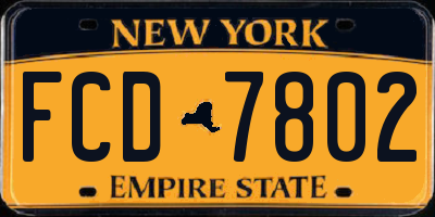 NY license plate FCD7802